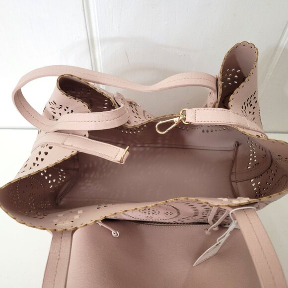 Urban Expressions Vegan Leather Rose Water Laser Cut Tote Purse NWT - Picture 7 of 9